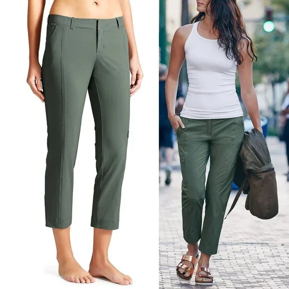 Athleta Palisade Ankle Pant Jasper Olive Green Size 6 Athleisure Casual Outdoor - Picture 1 of 15